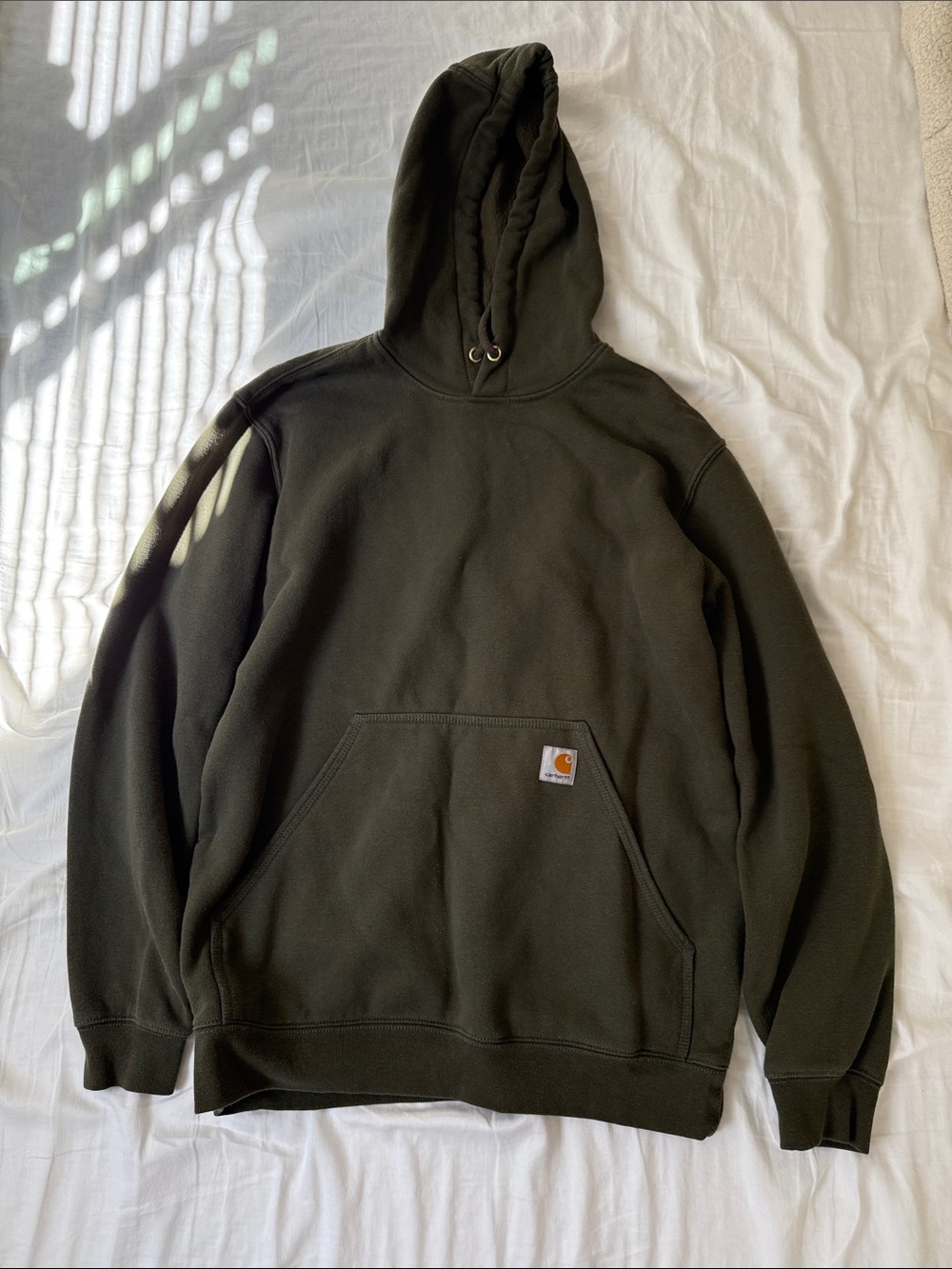 Carhartt Olive Green Pullover Hoodie with Kangaroo Pocket